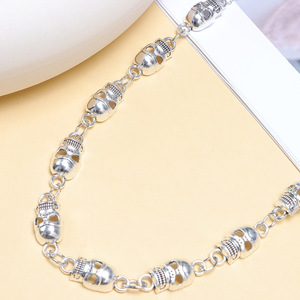 โซ่คาดเอวโลหะรูปหัวกะโหลก สีเงินทิเบต เครื่องประดับแฟชั่นสำหรับทุกเพศ สไตล์ร็อคสำหรับฮาโลวีน - Product Image 4