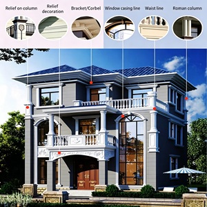 Corniche murale extérieure personnalisable, durable et écologique en EPS, directement de l'usine, pour villas et hôtels - Product Image 3