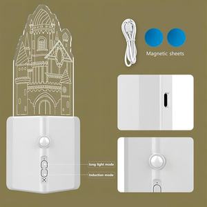 Luz Nocturna LED con Sensor de Movimiento para Niños, Recargable por USB, Brillo Ajustable, Diseño de Castillo - Product Image 4