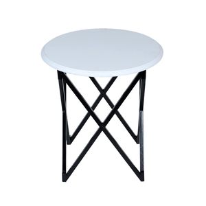 Hot Sale Modern <b>round</b> <b>White</b> Marble Top Side <b>Table</b> with Black Metal Legs for Home Cafe Bed Room or Living Room Use - Product Image 1