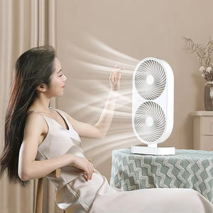 <span class=keywords><strong>Ventilateur</strong></span> oscillant à double cœur de bureau, fonctionnement <span class=keywords><strong>silencieux</strong></span> à batterie électrique, oscillation à 360°, flux d'air pour usage domestique et extérieur - Product Image 2