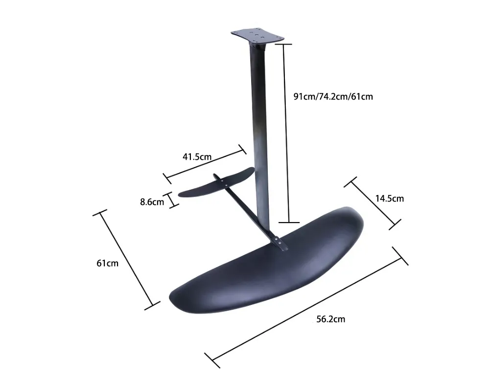 Asas pretas do hidrofolho g10 da kitesurf, fibra de carbono premium, venda imperdível