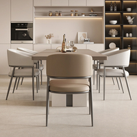 Chaise de salle à manger en cuir moderne nordique style minimaliste de luxe léger pour hôtel restaurant pour salon et chambre à coucher