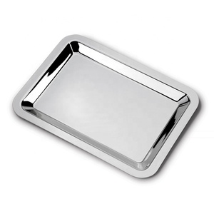 Özel Logo yüksek kalite pürüzsüz gümüş altın kaplama dikdörtgen tepsiler 3 farklı boyutlarda - Product Image 2