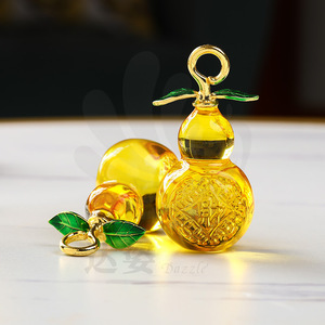 <b>Crystal</b> Glass Gourd <b>Tree</b> Yellow Home Decoration Gift Ornament - Product Image 2