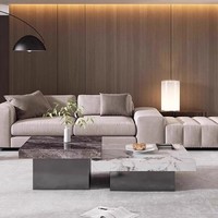Table basse moderne en marbre KINGTOP, usine de Foshan |   Table de salon luxueuse |   Table basse avec structure en acier inoxydable