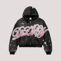 Sudadera con capucha extragrande para hombre DiZNEW, estilo vintage, con pedrería, gráfico degradado, estilo urbano, personalizada OEM, multicolor