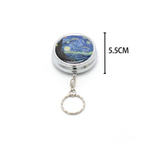 Porte-clés porte-clés en métal personnalisés avec autocollant de forme ronde Mini pilulier porte-clés 3 compartiments