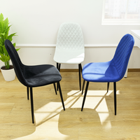 Chaise de salle à manger en velours gris avec pieds noirs, chaise de salon, chaise de café, chaise nordique