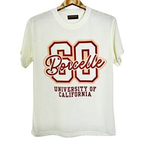 Camiseta de manga corta y cuello redondo en color crema y blanco con estampado por sublimación en la parte delantera (27) - Product Image 1