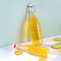 Bouteille en verre Roll-On 1000 ml, conteneur rond vide pour la fermentation du kombucha et le stockage d'extraits de plantes