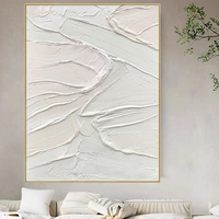 Décoration d'hôtel, peinture à l'huile abstraite texturée blanche peinte à la main, œuvre d'art moderne, peinture sur toile de grande taille faite à la main