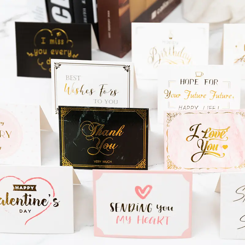 Fashion Hoge Kwaliteit Hot Stamp Gold Folie Dank U Kaart Voor Kleine Zakelijke Wenskaarten Met Enveloppen Custom Groet Busine