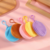 Porte-monnaie rond en peluche Macaron Kawaii mignon, pochette douce rembourrée avec porte-clés en polyester fait main pour filles, breloque de sac