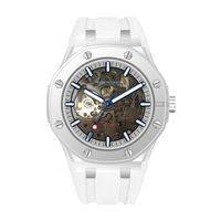 Reloj Mecánico de Lujo TIME TOKEN, Analógico, de Acero Inoxidable, Movimiento Automático, Diseño Esqueleto, Caja Transparente, Color Negro