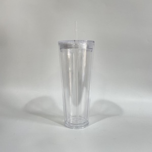 Vasos de Plástico Transparente de Doble Pared de 24 oz, Tipo Bola de Nieve, con Tapa y Tapón de Color, con Orificio en la Base - Product Image 3