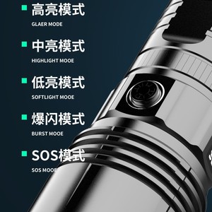 Aluminum Alloy Flashlight Rechargeable Battery Led Zoomable Outdoor Use With <b>Dimmer</b> Function - Product Image 2