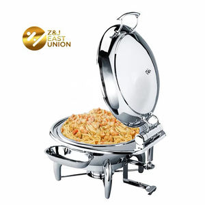 9L สแตนเลสเหนี่ยวนำไฮดรอลิ Chafing จานเครื่องจักรกลบานพับ Chafer ที่มีฝาปิดแก้ว - Product Image 2