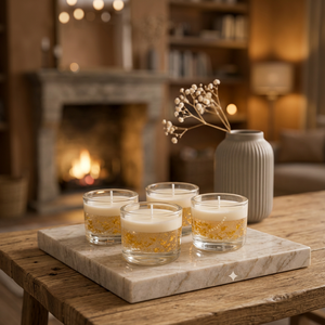 LUXE Virasat – Lot de 4 petites bougies en verre à la cire de soja, sans gouttes, pour décoration intérieure, Thanksgiving, Noël, cadeaux d'entreprise - Product Image 1