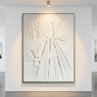 Peinture à l'huile abstraite moderne en plâtre blanc, peinte à la main, sur toile sculpturale 3D épaisse, art mural personnalisable, taille ajustable, argent