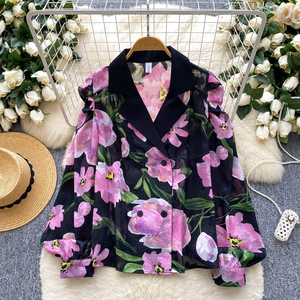 Autunno collo intagliato a maniche lunghe camicette Casual da donna camicie solide da donna Casual top vestiti donna all'ingrosso - Product Image 1