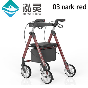 Deambulatore in Alluminio Leggero Pieghevole con Sedile e Borsa, Ausilio per la Mobilità Ergonomico per Anziani, Capacità 150kg - Product Image 1