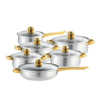Ensemble de casseroles en acier inoxydable GOLDEN KEY, 12 pièces, antiadhésif, casseroles et poêles, compatible induction, ensemble de cuisine