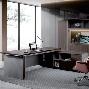 <span class=keywords><strong>Bureau</strong></span> de direction en L en MDF, design moderne et luxueux en bois, durable, pour patron, usage domestique ou professionnel - Product Image 4