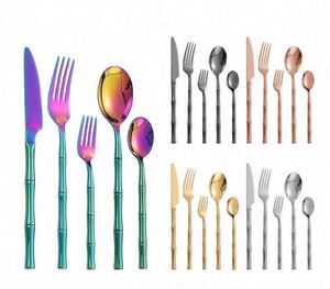 ชุดช้อนส้อมมีดสแตนเลส 18/8 ลายไม้ไผ่ ขายส่งจำนวนมาก ช้อนขนมหวาน สีเงิน สีทอง สำหรับงานปาร์ตี้ - Product Image 3