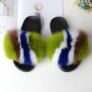 Pantoufles en fourrure pour femmes en gros, logo personnalisé, claquettes en vraie fourrure de renard, pantoufles à une bride très belles pour femmes - Product Image 5