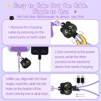 Kabel USB C ke C Pengisian Cepat 60W dengan Logo Kustom Tersembunyi, Tali Pergelangan Tangan Anti-Hilang, Portabel, Hitam, Kabel Data Pengisian Cepat 60W Black Cat