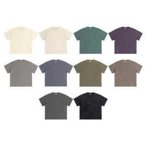 Camiseta de manga corta lavada Vintage antigua holgada <span class=keywords><strong>americana</strong></span> para <span class=keywords><strong>hombre</strong></span>, Camiseta de algodón puro de manga corta de Color sólido para <span class=keywords><strong>hombre</strong></span> - Product Image 2