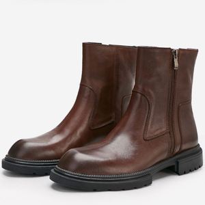 Luxury Retro New Style Autumn Winter Summer Chukka Boot Cowhide Zipper Non-slip Outdoor Waterproof Breathable <b>Ankle</b> Footwear - Product Image 2