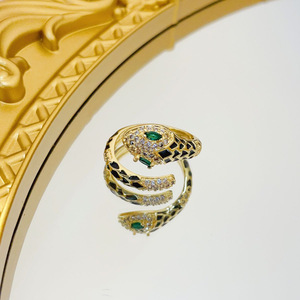 Новое кольцо с эмалью и цирконами в стиле легкой роскоши, элегантное ретро-кольцо с регулируемым размером, винтажное украшение в подарок для женщин - Product Image 6