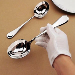 ช้อนซุปสแตนเลส 304 ขัดเงา รูปทรงไข่หนา สำหรับใช้ในบ้าน ตักโจ๊ก - Product Image 2