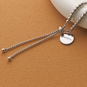Pulsera <span class=keywords><strong>de</strong></span> Cadena Deslizante Ajustable con Mensaje Inspirador Grabado en Tono Dorado con Cuentas para Mujer, Uso Diario - Product Image 6