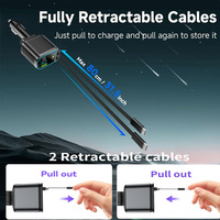 Chargeur de voiture pliable 6-en-1 (avec effet Starlight) 69W USB C à charge rapide, livré avec 2 câbles Type C pour iPhone 17, 17 Pro