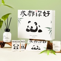 Coffret Cadeau Diffuseur de Roseaux Panda Chinois avec Carte de Vœux Parfum Bambou Huile Essentielle Naturelle Souvenir Parfum d'Ambiance Personnalisable
