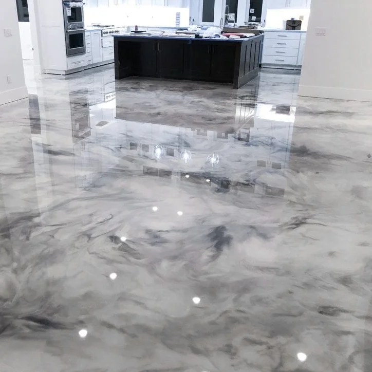 Hoogglans Marmer Look Epoxy Vloer Voor Residentiële Commerciële Industriële Vloer