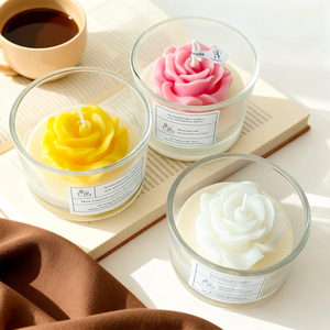 Nuove Candele a Forma di Fiore per San Valentino 2026, Regalo per Donne, Candele di Rose in Vassoio di Vetro, Candela di Lusso a Forma di Rosa in Confezione Regalo Personalizzata - Product Image 1