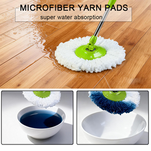 360 °   Serpillère rotative avec seau en acier inoxydable de 5,5 L, auto-essoreuse, avec tampons en microfibre pour le nettoyage des sols en bois dur et en carrelage - Product Image 6