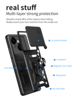Coque Armure Bague Support pour Tecno Spark Go 2025 Spark 30C 20 20C Étui Protection Caméra Coulissante Vie Privée pour Tecno Camon 30 20 Pro 19 Pop 8