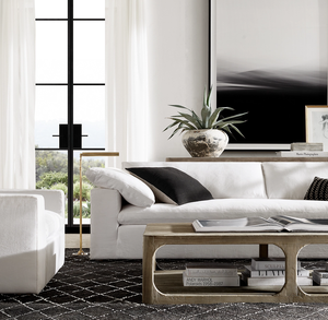 Canapé d'angle trois places de style américain moderne et minimaliste, avec chaise longue à accoudoir gauche, garnissage en éponge, tissu en lin et coton, pour usage commercial et hôtelier - Product Image 1