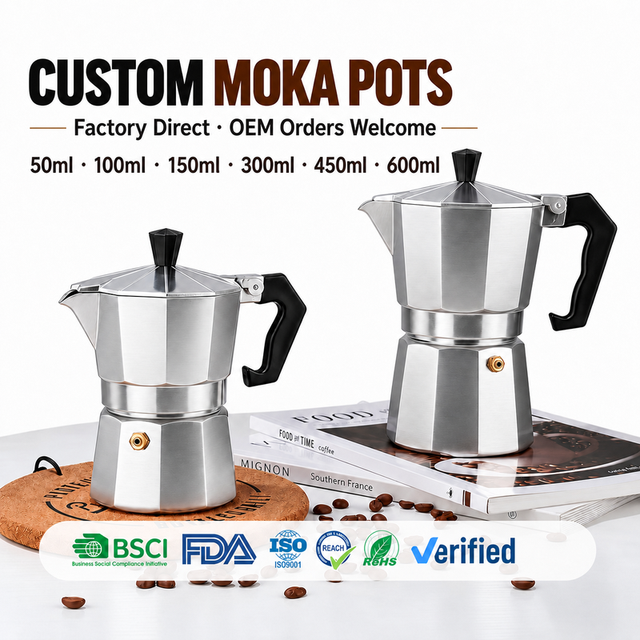 Kingze Classic High Quality Aluminum Stovetop Espresso Coffee Maker Portable 1/2/3/6/9/12 Cups Italian Moka Pot