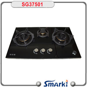 Table de cuisson à gaz encastrée en verre trempé à 3 brûleurs en laiton Modèle SG37501 - Product Image 2