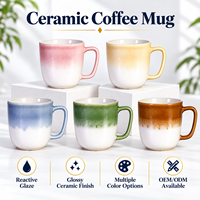 Tasse à café en céramique à glaçure réactive dégradée, tasse à thé en porcelaine bicolore, vente en gros, logo personnalisé, tasse cadeau