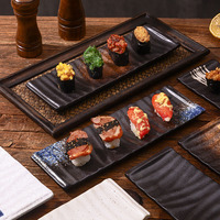 Assiette à sushi en céramique, vaisselle japonaise en céramique, assiette à poisson et assiette plate rectangulaire pour hôtel et usage domestique