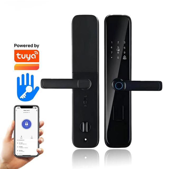 WiFi Smart Door Lock for Wood Door with Key Code Fingerprint Password & Storage Card Options for Home & Hotel