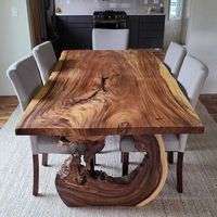 Table de salle à manger en bois massif de noyer, de qualité supérieure, moderne, avec bordure naturelle, pour la maison et les restaurants