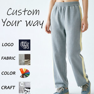<span class=keywords><strong>Pantaloni</strong></span> da donna in maglia a vita alta, a gamba larga, <span class=keywords><strong>con</strong></span> striscia laterale a contrasto, a costine, per il tempo libero, <span class=keywords><strong>con</strong></span> <span class=keywords><strong>tasche</strong></span>, all'ingrosso - Product Image 1